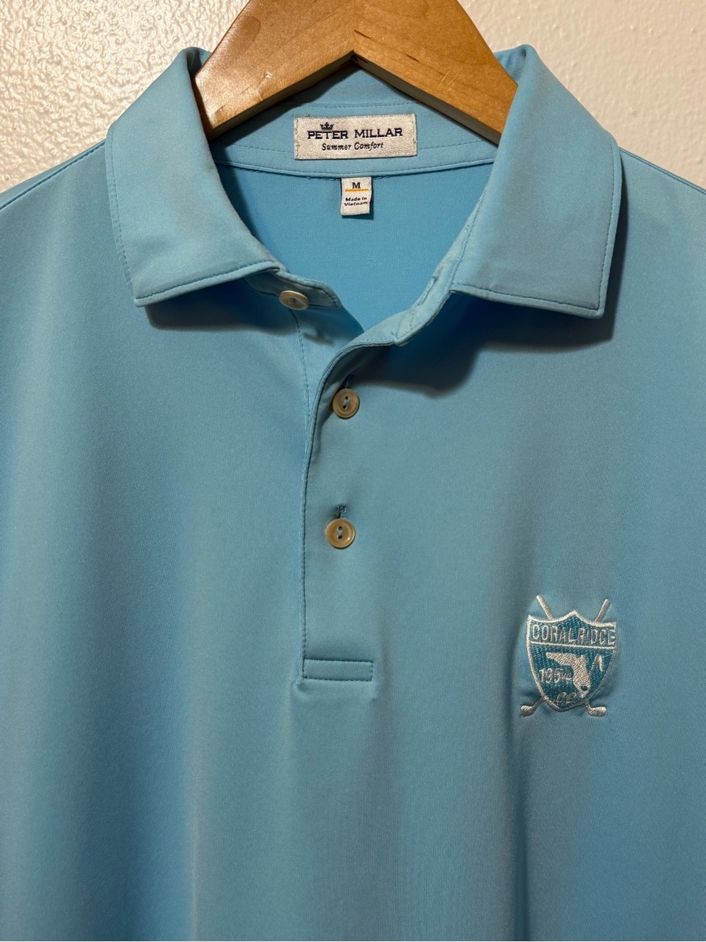 Peter Millar Men's Golf Polo Shirt Size M Summer Comfort Coral Ridge Golf Club